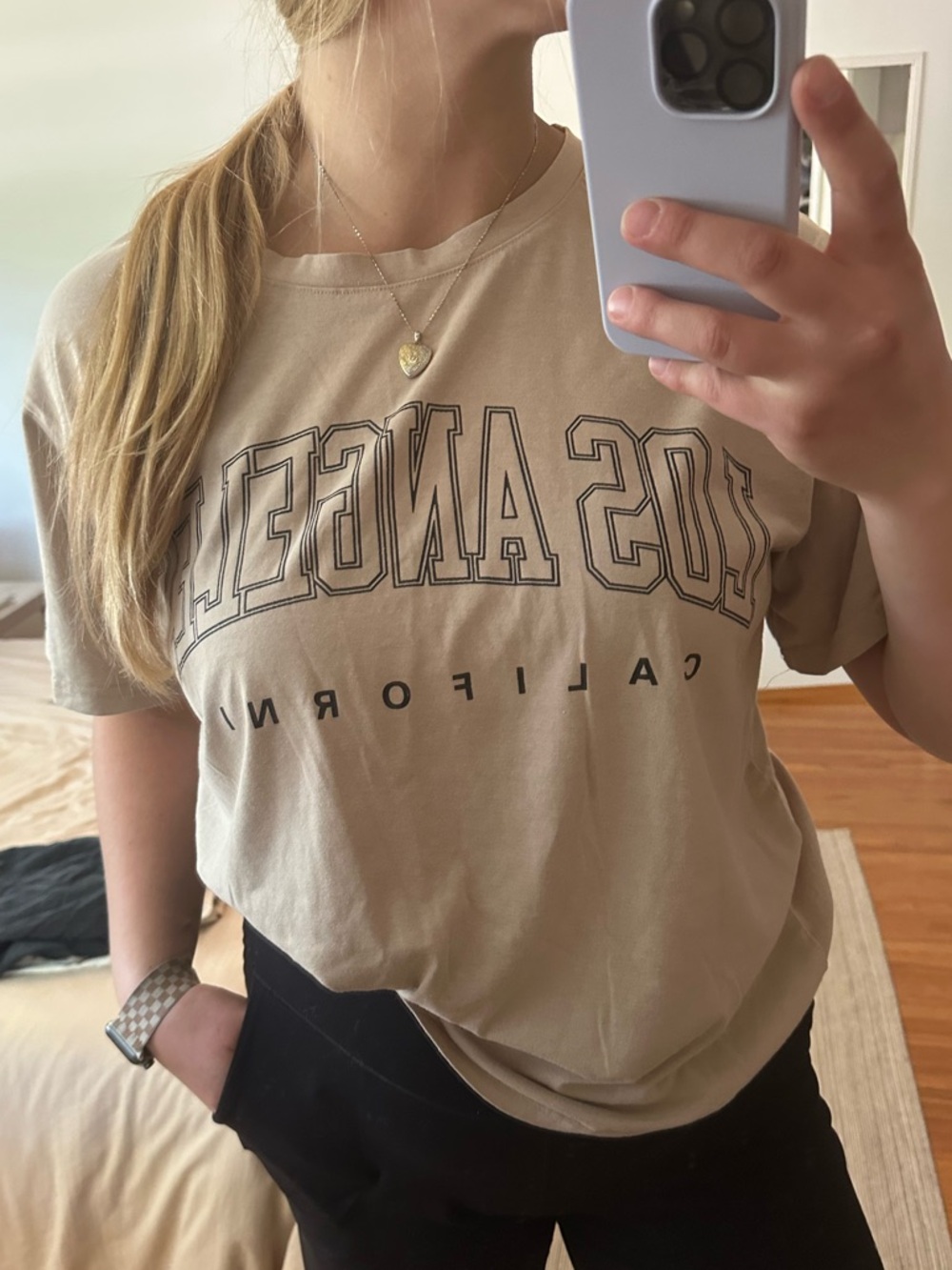 Los Angeles Graphic Tee - Beige California Women's Top